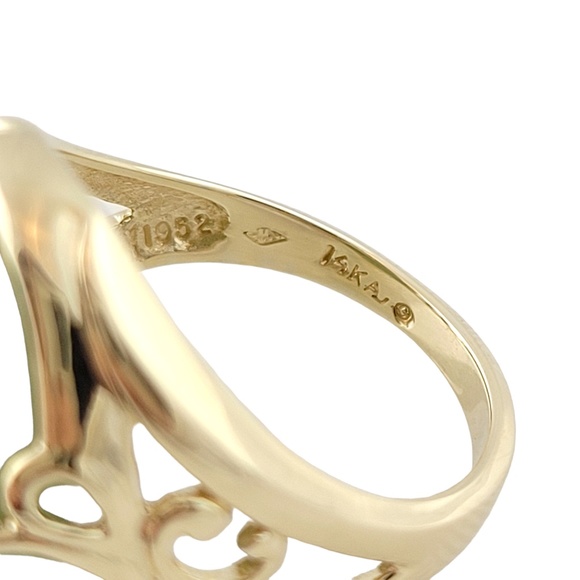 Vintage 14K Yellow Gold Jade Ring Size 6.75 #13497 - Picture 3 of 7